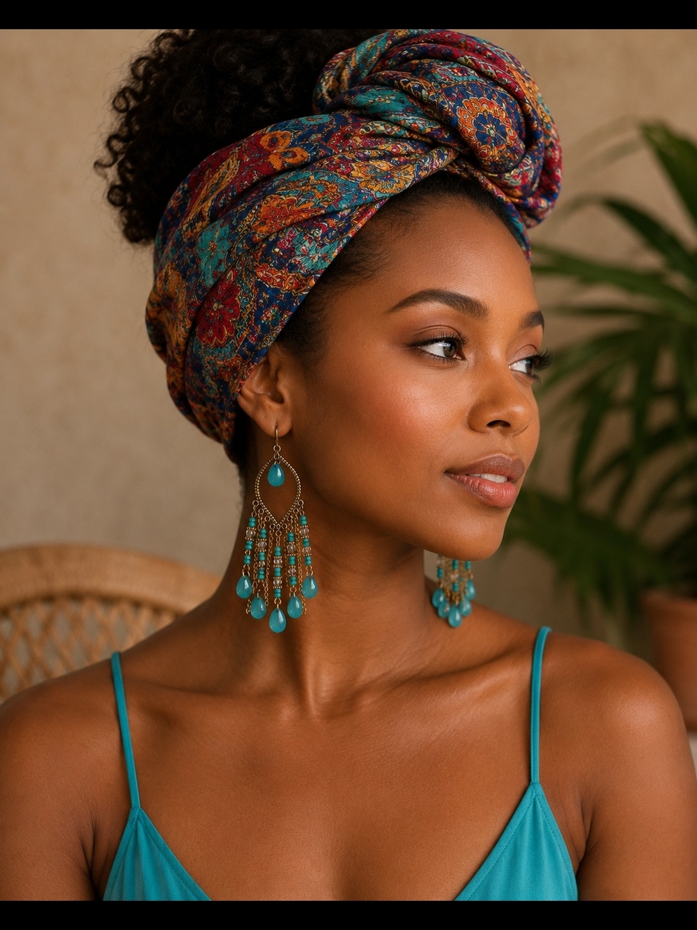 Beautiful Chandelier Turquoise And Pearl Earrings